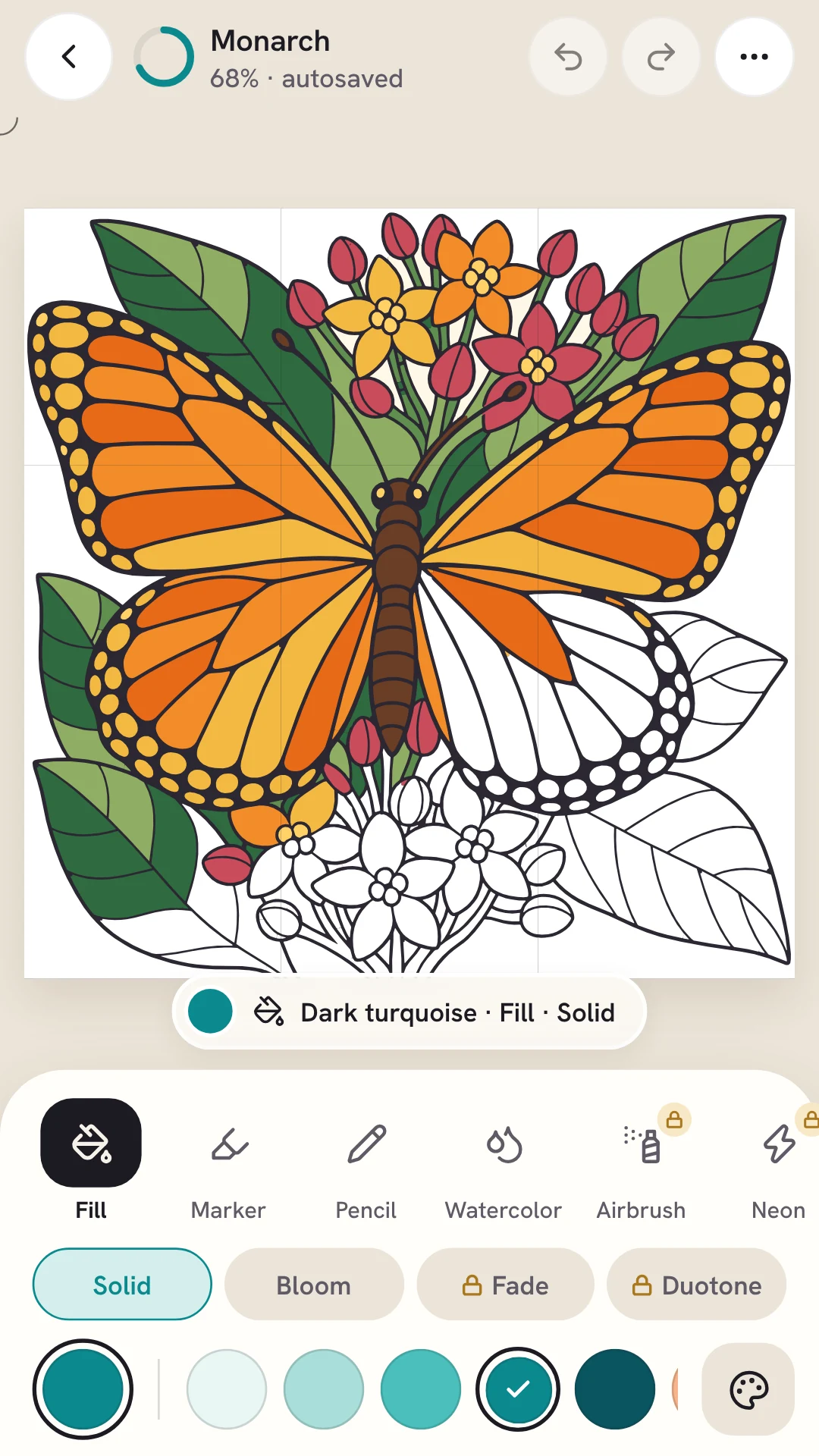 Color by tapping or by hand